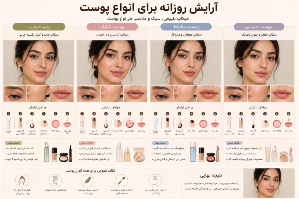 آرایش روزانه برای انواع پوست
