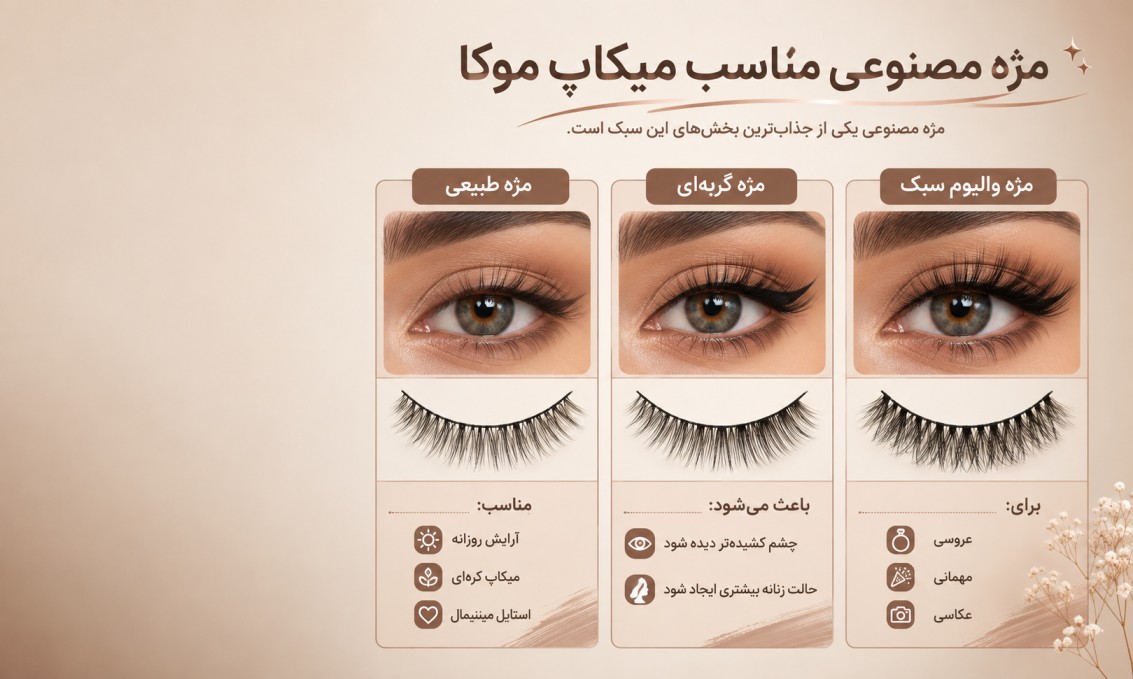 مژه مصنوعی مناسب میکاپ موکا