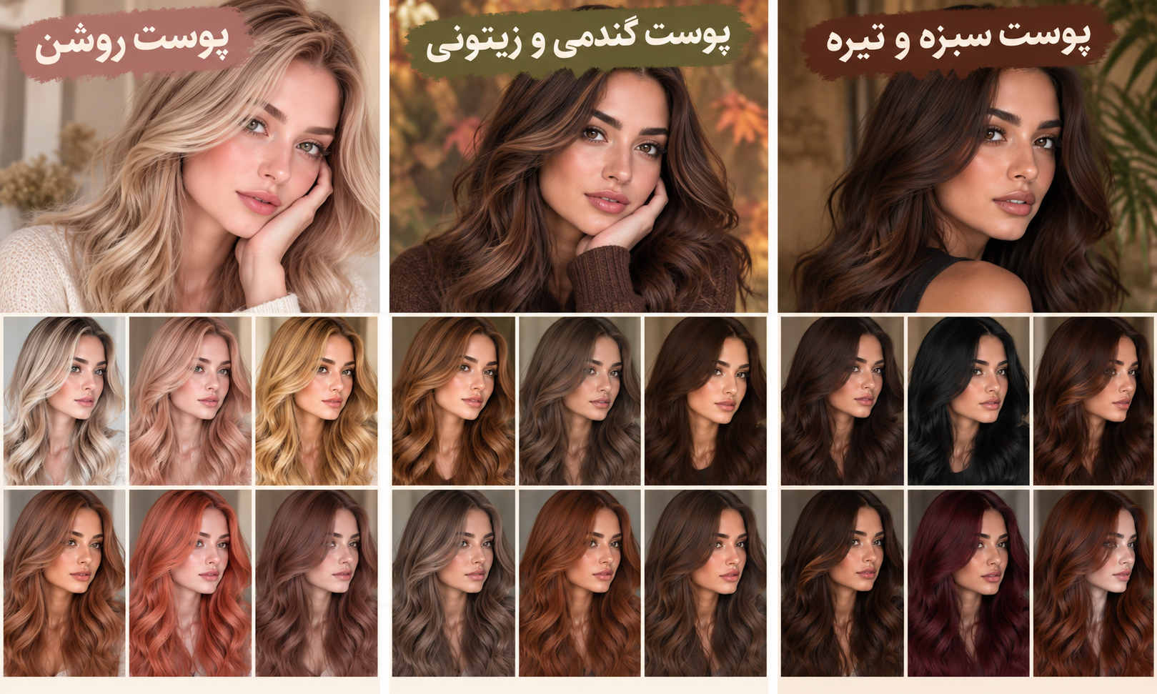 نگ مو بر اساس رنگ پوست